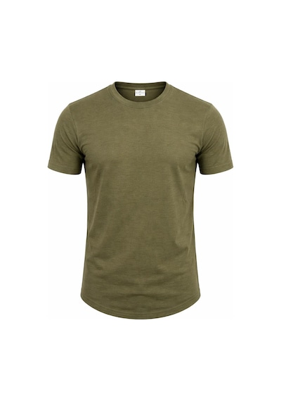 Plus Scorpion Erkek Slim Fit Basic Tişört Esnek, Terletmeyen Pike Dokulu Kumaş Haki