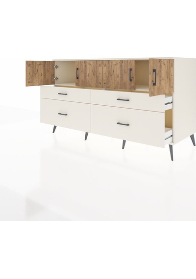 Kronos Konsol 2 Raflı 4 Çekmeceli 4 Kapaklı 176x59x99 Aytaşı-çam/ Aytaşı-çam/aytaşı
