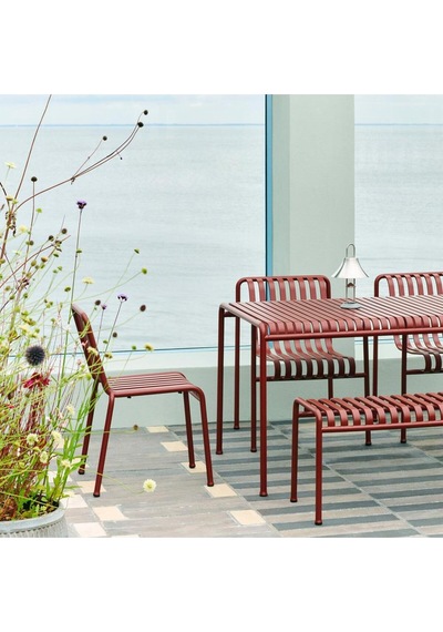 Hay Palissade Dış Mekan Sandalyesi Şık Bahçe Ve Teras Sandalyesi, Ronan & Erwan Bouroullec Bordo