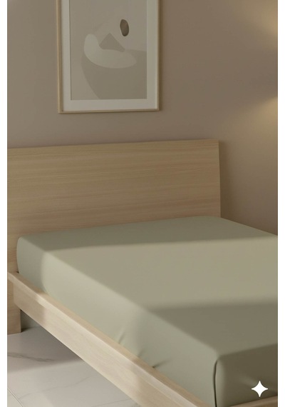 %100 Pamuk Ranforce Premium Tek Kişilik Lastikli Çarşaf - Bej Bej
