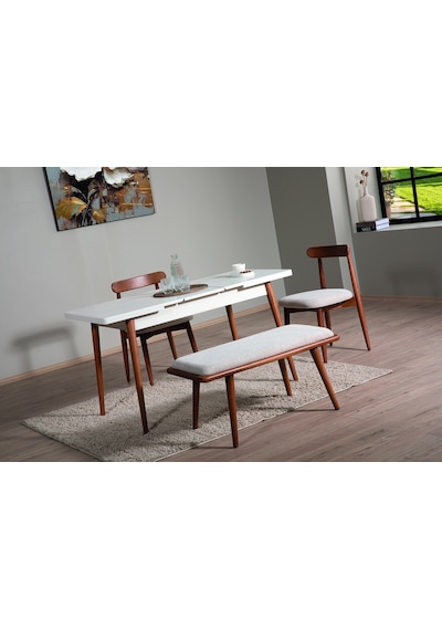 Ganni Home Lima Açılır Yemek Masası Krem Ceviz Mdf Tabla, Gürgen İskeletli Modern Tasarım Krem-ceviz Ganni Home Lima Açılır Yemek Masası Krem Ceviz Mdf Tabla, Gürgen İskeletli Modern Tasarım Krem-ceviz