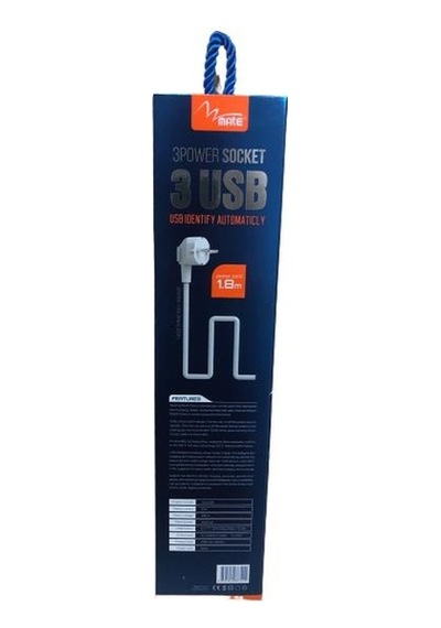 Mate Akım Korumalı Priz 3lü + Usb Çıkış