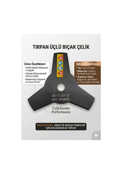 Tırpan Üçlü Bıçak Çelik Ot Ve Diken Temizliği - 875796286