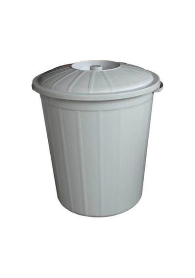 Plastikap Kapaklı Kova 50 Litre Gri Ahşap
