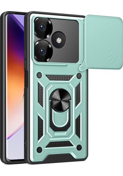 Xiaomi Redmi 13 4g Uyumlu Kılıf Pars Lens Yüzüklü Silikon - Yeşil