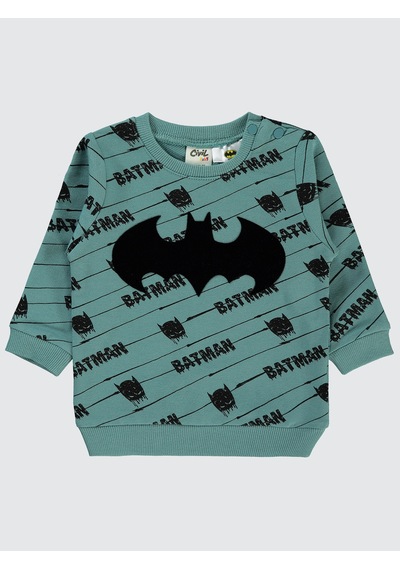 Batman Erkek Bebek Sweatshirt 6-18 Ay Pastel Yeşil Pastel Yeşil