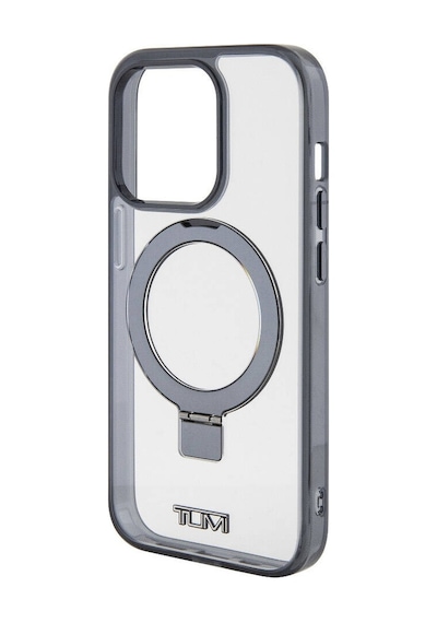 Apple Uyumlu iPhone 15 Pro Kılıf Tumı Lisanslı Magsafe Özellikli Metal Logolu Ring Standlı Silikon Beyaz