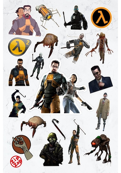 Half Life Video Oyun Sticker Paketi 20 Adet Çok Renkli