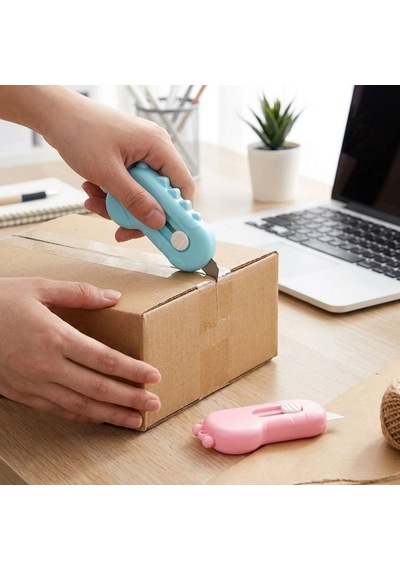 Buffer Dinozor Tasarımlı 2 Li Mini Makas Ve Falçata Seti Pratik Kargo Paket Açıcı Aparat
