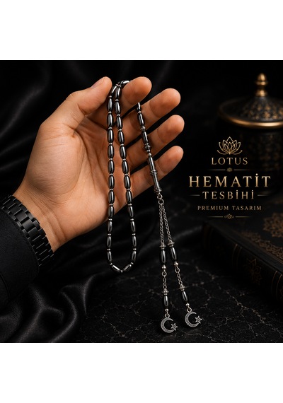 Dark Noble Ultra Premium Tesbih Ince Taneli Hematit Erkek Tesbihi Füme