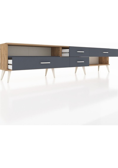 Arges Tv Ünitesi Tek Raflı 4 Çekmeceli 220x30x51 Çam-antrasit Antrasıt/antrasıt - Atlas Çam Arges Tv Ünitesi Tek Raflı 4 Çekmeceli 220x30x51 Çam-antrasit Antrasıt/antrasıt - Atlas Çam