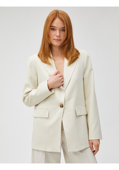 Koton Oversize Blazer Ceket Tek Düğmeli Taş 3wak50122uw 3WAK50122UW080 Taş
