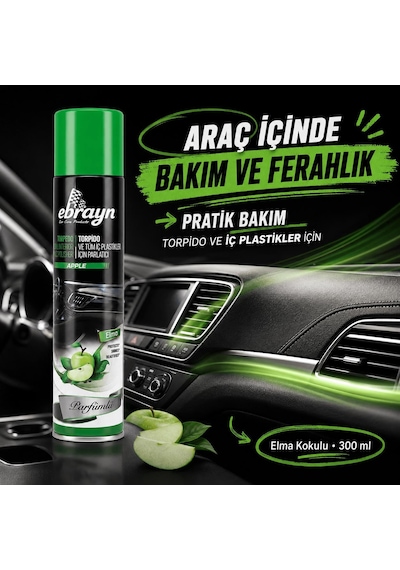 Universal Araç İçi Torpido Ve Tüm Araç İçi Plastikler İçin Parlatıcı Sprey - Parfümlü Elma 300 Ml