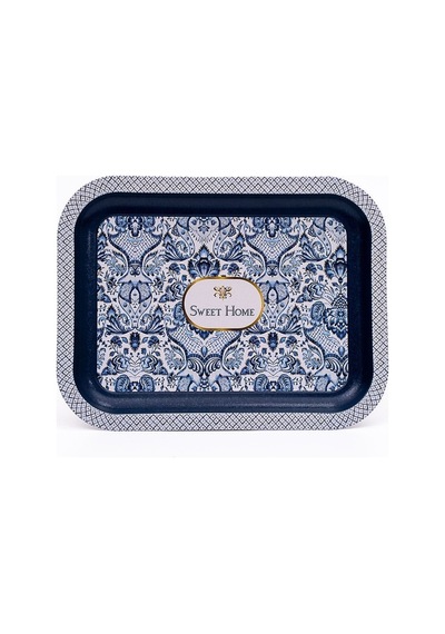 Lisbon Desenli Metal Klasik Tepsi, 23,3 X 30,7 Cm Desenli