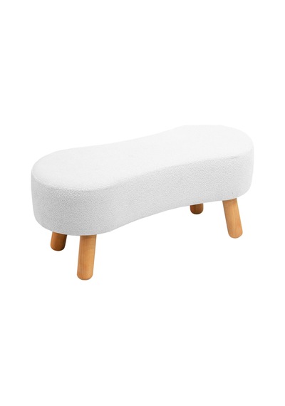 Dublin Bohem Ahşap Ayaklı Puf/bench, Kırık Beyaz