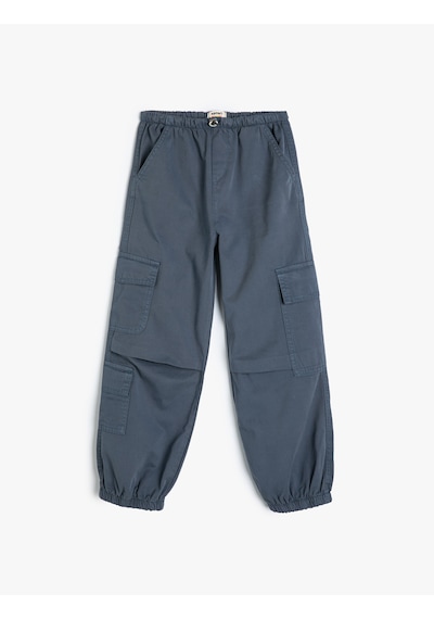 Koton Paraşüt Jogger Kot Pantolon Pamuklu Beli Lastikli Cepli - Parachute Jean Mavi 4skg40087ad Mavi