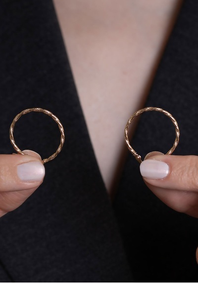 14 Ayar Altın Burgu Halka Küpe 2.5 Cm Sarı Altın