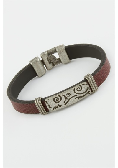 Çini - 459 - Desenli Suni Deri - Nazblsmm - Bileklik Bordo