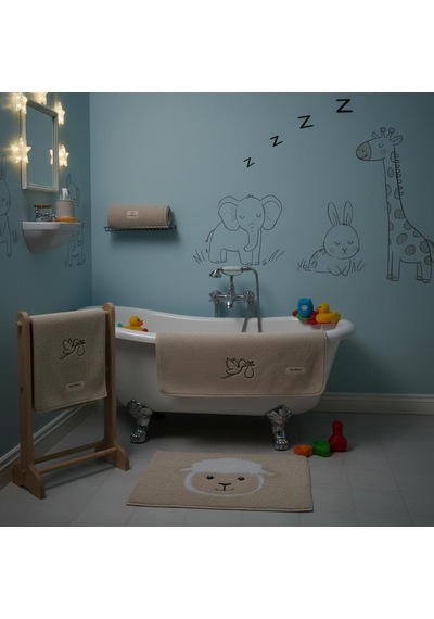 Bambu Antibakteriyel Çocuk Nakışlı 30x50 50x100 Havlu Seti Bej