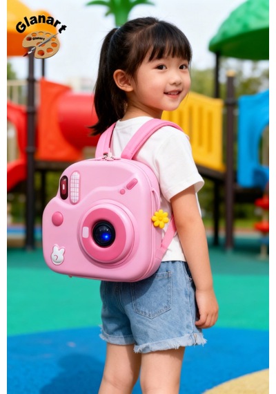 Kamera Kabartmalı Anasınıfı Kreş Çantası 4-6 Yaş Arası Açık Pembe