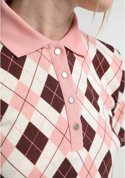 Colin's Colins Slim Fit Polo Yaka Metraj Baskılı Kadın Pembe Kısa Kol Tişört Cl1080866 Q1.v1 Pın