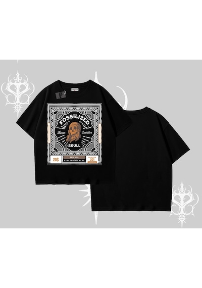 Startmore Startmore Oversize Tshirt Fossilized Skull Underground Archive Siyah
