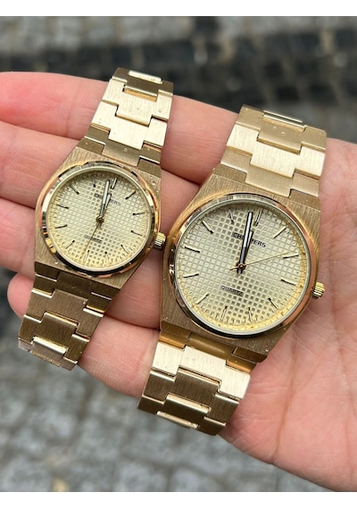 Choppers Gold Renk Kadran Şık Ve Parlak Özel Günler Çelik Kordon Çift Kol Saati Altın