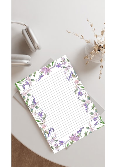 20 Adet 20x28 cm Boyutunda Çiçekli Mektup Kağıdı/not Kağıdı Model 4