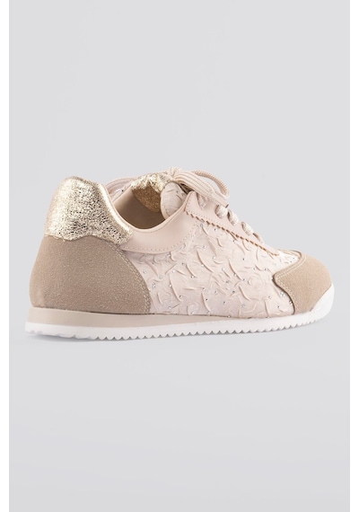 Mubiano Kadın Sneaker Taşlı Gold Ve Süet Detaylı Bağcıklı Spor Ayakkabı Zireya Bej Bej