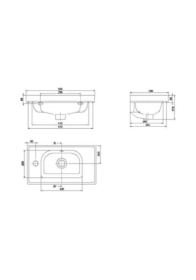 Turkuaz Seramik Cerastyle Mini Frame 50 CM Etajerli Lavabo