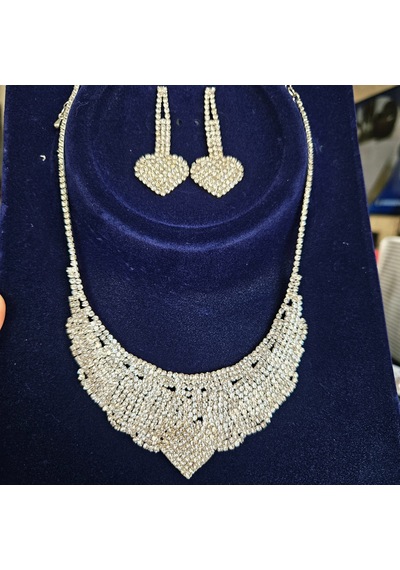 Slowshe-zirkon Taşlı Küpe Kolye Set Gümüş