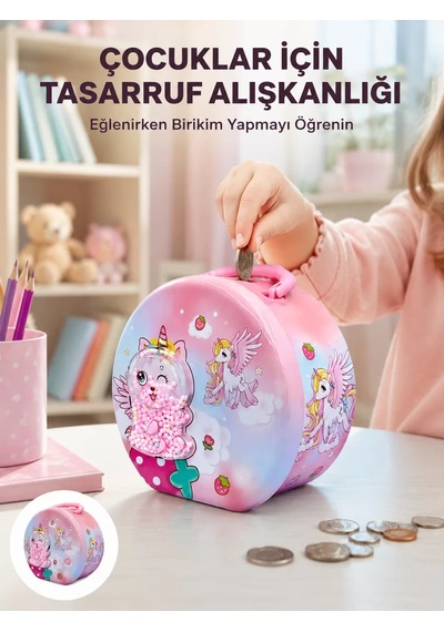 Hepsi Mini Çocuk Para Kasası Güvenli Kilitli Birikim Kutusu Najmaddin