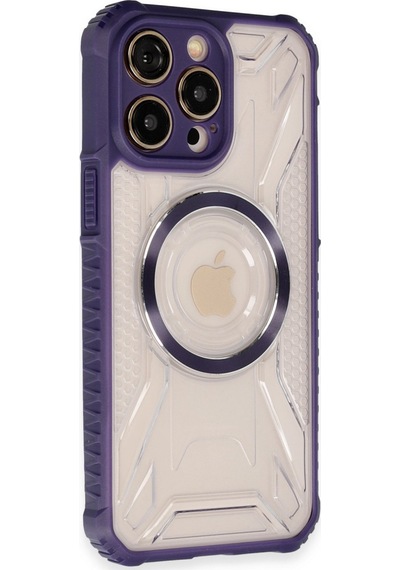 Newface Apple Uyumlu iPhone 13 Pro Kılıf Prag Magneticsafe Kapak - Derin Mor Derin mor