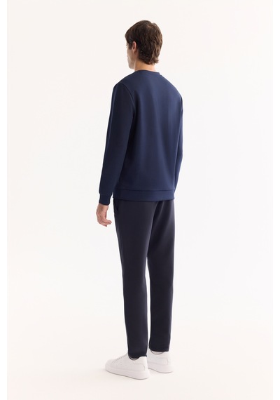 Avva Erkek Siyah Bisiklet Yaka Pamuklu Bi-stretch Baskılı Regular Fit Sweatshirt A52y1215 Lacivert