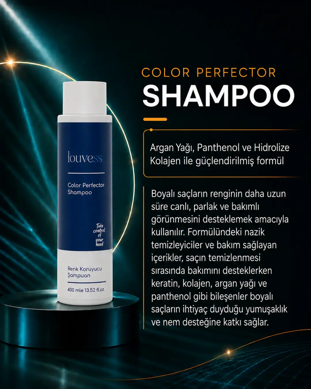 Louvess Renk Koruyucu Şampuan Koyu Renkli Saçlar İçin - 400 Ml Boyalı