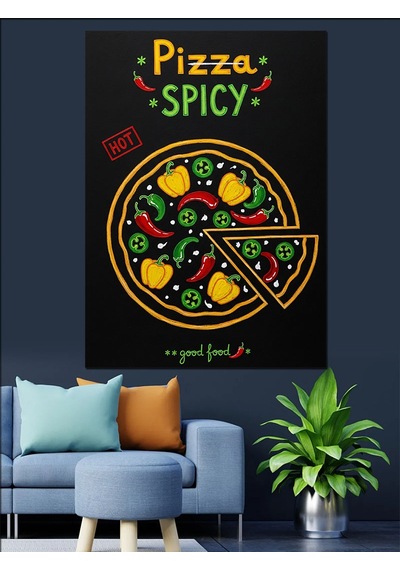 Karizma Tablo Acı Baharatlı Pizza Posteri Dekoratif Kanvas - Mdf Ahşap Tablo