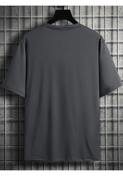 Füme Oversize Nasa Baskılı T-shirt - Oversize Baskılı Füme