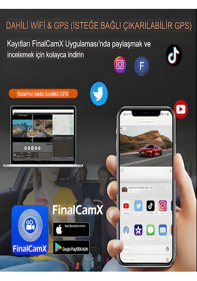 1080p Wi-fi Mini Araç Kamerası 170 Geniş Açı, Gece Görüş, Döngüsel Dvr Kayıt, Dash Araba Cam