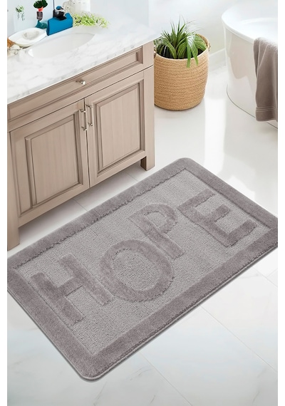 Doğal Kaymaz Taban Banyo Paspas Uzun Ömürlü Yumuşak Dokulu Su Emici Yıkanabilir Hope 60x100 Gri