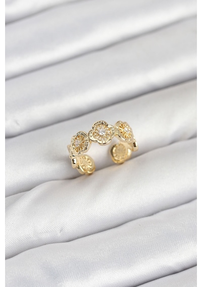 Pirinç Gold Renk Yonca Model Kadın Yüzük Çok Renkli 57784082