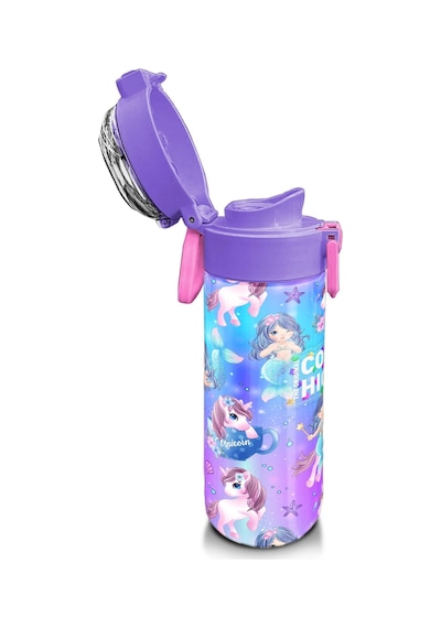 Coral High Kids Mor Pembe Unicorn Deniz Kızı Desenli Pipetli Ve Direkt İçim Çelik Termos 500 Ml 31982 Mor - Pembe