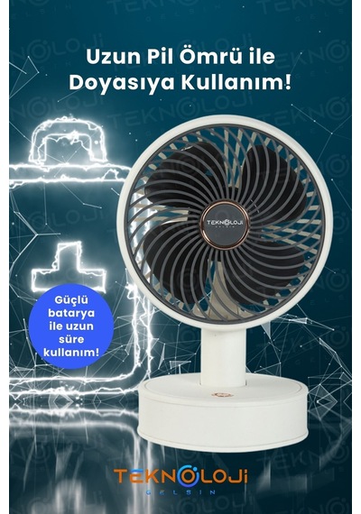 Masaüstü Mini Fan Vantilatör Teleskopik Ayarlanabilir Taşınabilir Şarjlı El Fanı 3 Kademe Soğutucu