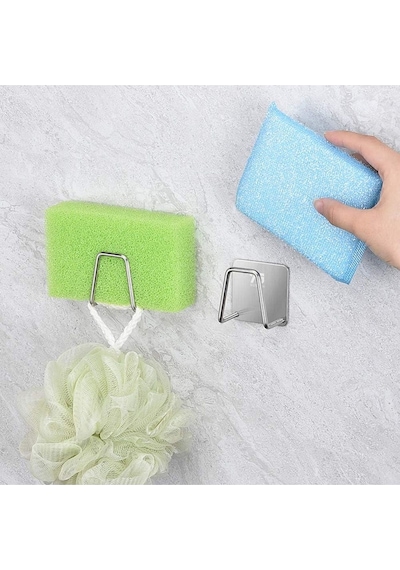 Mainshop Bulaşık Süngeri Tutacağı 3 M Yapışkanlı Paslanmaz Çelik Bulaşık Sünger Tutucu Askı 1 Adet M-sng1 Gümüş