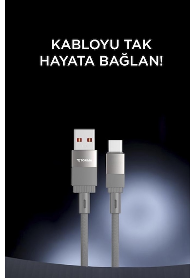 Torima U18 Gri Usb İle Type-C Şarj Ve Data Kablosu