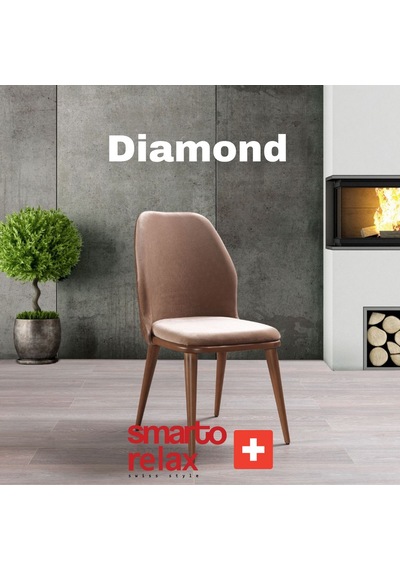 Smarto Relax Diamond 2'li Yemek Masası Sandalye Seti - Ahşap Ayaklı, Krem Kumaş Bej