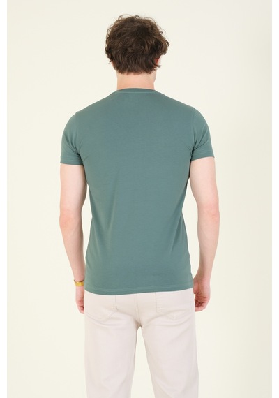 Giyim Dünyası Erkek Sıfır Yaka Basic T-shirt Yeşil 001