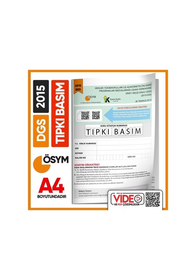 2015 DGS Sayısal - Sözel ÖSYM Tıpkı Basım Çıkmış Soru Deneme Kitapçığı (Video Çözümlü Türkiye Geneli)