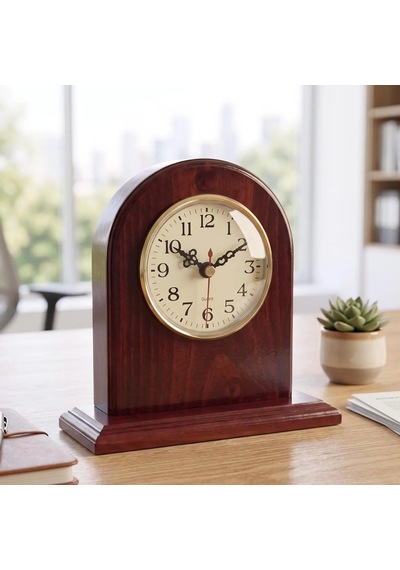 Sepal Ahşap Masa Saati - %100 El Yapımı - Ceviz Ve Meşe Ağacı - 13x13x5 Kahverengi