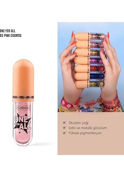 Callista One For All 02 Pink Eyes & Lips & Cheeks Likit Göz Farı 0