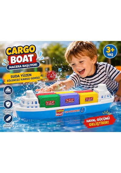 50 Cm Cargo Boat Konteyner Gemisi Suda Yüzen Büyük Oyuncak Gemi Renkli Konteynerli 01